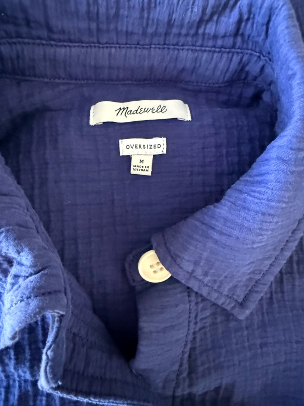 Madewell Oversized Button Front Shirt Jacket M Blue Gauze Utility Shacket - Picture 4 of 5